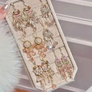 Palaststil Vintage Quasten-Hänger-Ohrringe Für Damen Legierung Strass Künstliche Perle Glas Blumen-Ohrringe Elegante Hochzeit Party Schmuck