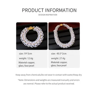Specifiche tecniche dettagliate per collana e bracciale di perle finte stile vintage
