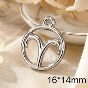 Detail von Widder Sternzeichen Edelstahl Anhänger, 16x14mm Größe für DIY Schmuckherstellung.