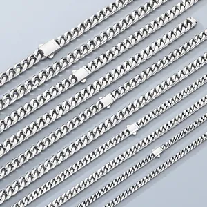 Fashionable Minimalist Stainless Steel Cuban Link Chain Necklace Electroplated Geometric Jewelry Accessory For Men Women Everyday Casual Accessory