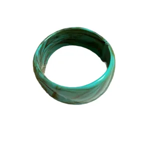 Bracelet jonc rond en acrylique élégant avec des motifs tourbillonnants turquoise et brun