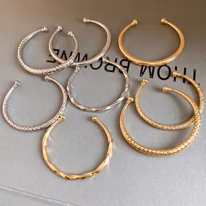 Europese Amerikaanse Stijl Metalen Gladde Ronde Open Manchet Armband Elegant Luxe Verstelbaar Goud Zilver IJzeren Armband Sieraden Voor Vrouwen