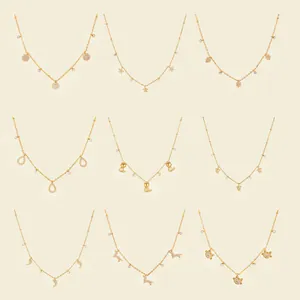 18K Verguld Roestvrij Staal Strass Hanger Halsketting Voor Vrouwen Satellietketting Ster Diervormen Waterdicht Hypoallergeen Mode Sieraden