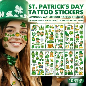Luminous St. Patrick's Day cartoon tattoo stickers for kids festive party supplies