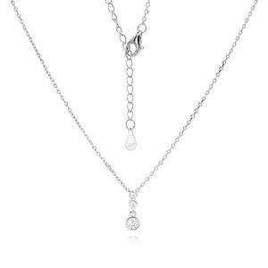 Detailed view of S925 sterling silver necklace with sparkling CZ stone pendant