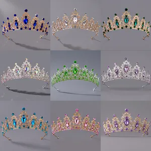 Barok Bruiloft Kroon Legering Rhinestone Vintage Bruids Tiara Voor Banket Feest Hoofddeksel Elegant Accessoire