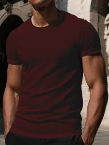 Detailansicht des weinroten Herren Mesh Eis-Seide T-Shirts mit atmungsaktiver Textur