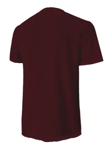 Rückansicht eines bordeauxroten Mesh-Eisseide-T-Shirts mit Rundhalsausschnitt für Herren
