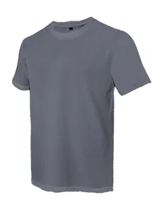 Nahaufnahme eines anthrazitfarbenen Mesh-Eisseiden-T-Shirts mit Waffelstruktur.