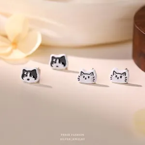 Orecchini a lobo gatto in argento s925 carini dal design animale
