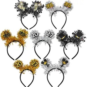 Serre-Tête De Fête Du Nouvel An Paillettes Guirlandes Étoiles Mini Chapeau Accessoire De Célébration Style Brillant