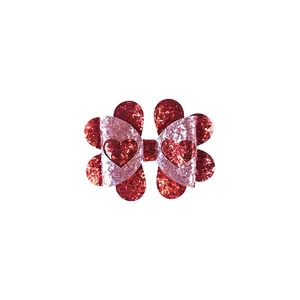 Barrette à cheveux à paillettes rouge et rose avec nœud cœur pour fille