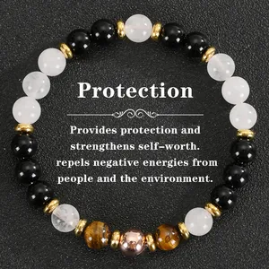 Healing tiger eye and obsidian bead bracelet for protection and positive energy