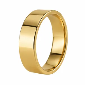 Elegante 6mm brede gepolijste gouden roestvrijstalen ring voor een minimalistische look