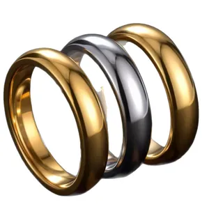 Set van drie minimalistische roestvrijstalen ringen in goud- en zilverkleuren, hoogglans