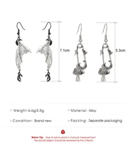 Detailed dimensions and weight specifications for vintage bat wing and mushroom earrings