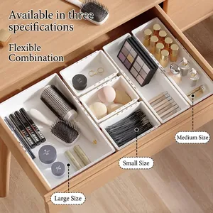 Organizer per cassetti in plastica bianca multi-formato per cosmetici e gioielli