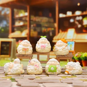 Lot de sept figurines de moutons mignons pour décoration de bureau et style cosy