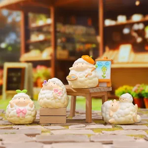 Lot de quatre figurines de moutons mignons de la série Lam's Cozy Daily décoration
