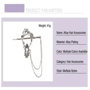 Detailed view of alloy vintage hairpin featuring an intricate owl and mushroom design