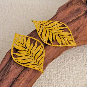 Hollow Out Leaf Pendants 304 Stainless Steel Hammered Texture Minimalist DIY Charms Jewelry Making Crafting Accessories