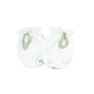 Soft cotton baby anti-scratch mittens with cute avocado print