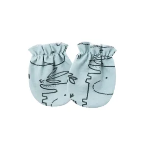 Soft baby anti-scratch mittens with elastic wrist and cute cartoon rabbit print
