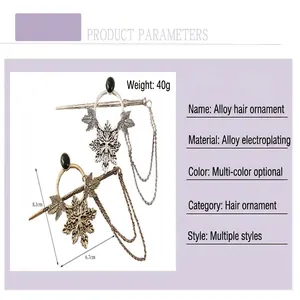 Detailed product parameters for vintage punk hair pins with maple leaf design