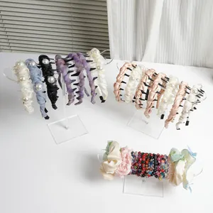 Acrylic clear headband display stand and hair accessory organizer set for home