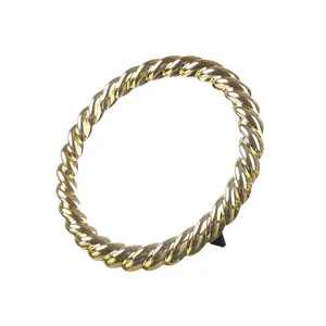 Vintage European style golden twisted rope round makeup mirror for vanity desk decor