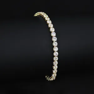 Elegant gold tennis bracelet featuring brilliant round-cut cubic zirconia stones