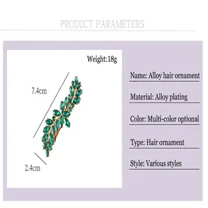 Groene strass legering haarclip afmetingen en productspecificaties
