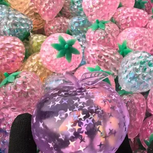 Glitter fruit squeeze toy with stars sequins for stress relief and slow rebound