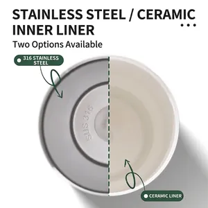 Vacuum tumbler interior showing 316 stainless steel and ceramic liner options