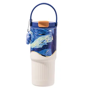 Van Gogh Starry Night insulated tumbler with large capacity and portable handle