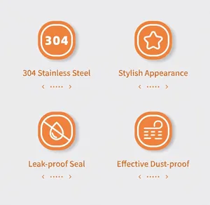 Infographic showing 304 stainless steel, leak-proof and dust-proof features of baby bowl