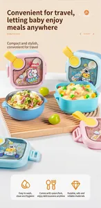 Insulated stainless steel baby food bowl set with portable lunch box lids