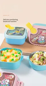 Portable insulated 304 stainless steel baby food containers with cute cartoon lids