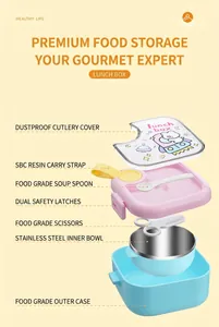 Exploded view of a baby food supplement bowl set with stainless steel inner bowl and scissors.
