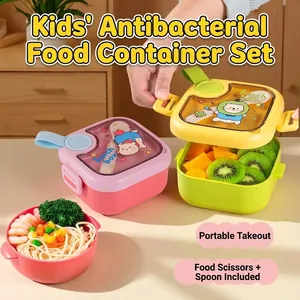 Portable 304 stainless steel children lunch box set with cute polar bear lids