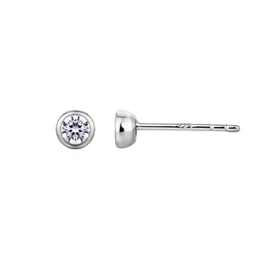 Classic S925 sterling silver stud earrings featuring bezel-set round cubic zirconia