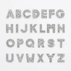 Alfabet Letter Charms Zinklegering Rhinestone DIY Schuifregelaar Voor Armband Sieraden Maken Benodigdheden Zilver
