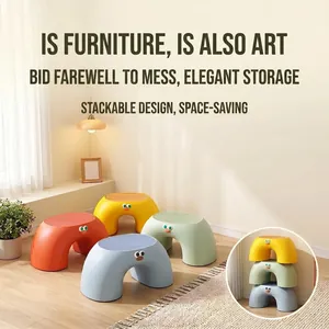 Taburetes apilables de plástico arcoíris de estilo nórdico para habitación infantil
