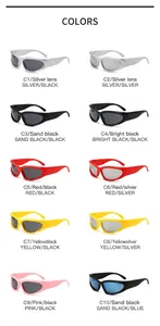 Futuristic Y2K wrap around sports sunglasses in multiple colors for cycling and fashion.