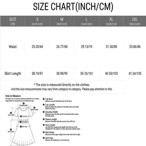 Detailed size chart for women's asymmetric high waist draped skirt using inch and cm.