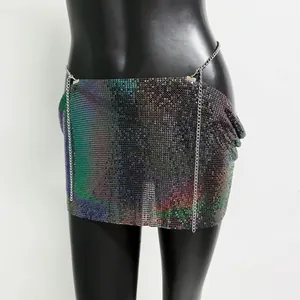 Schillernder Minirock mit Metallpailletten für Damen im Hot-Girl-Stil