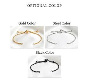 Adjustable titanium steel slider bracelet available in gold, silver, and black.