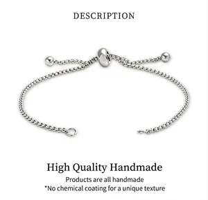 Polished silver adjustable box chain bracelet made of durable minimalist steel