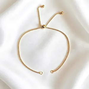 Adjustable 18K gold plated titanium steel box chain tennis bracelet for daily wear