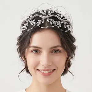 Handmade Artificial Crystal Beaded Bridal Headband Vintage Gothic Style Wedding Hair Accessories Elegant Tiara For Women